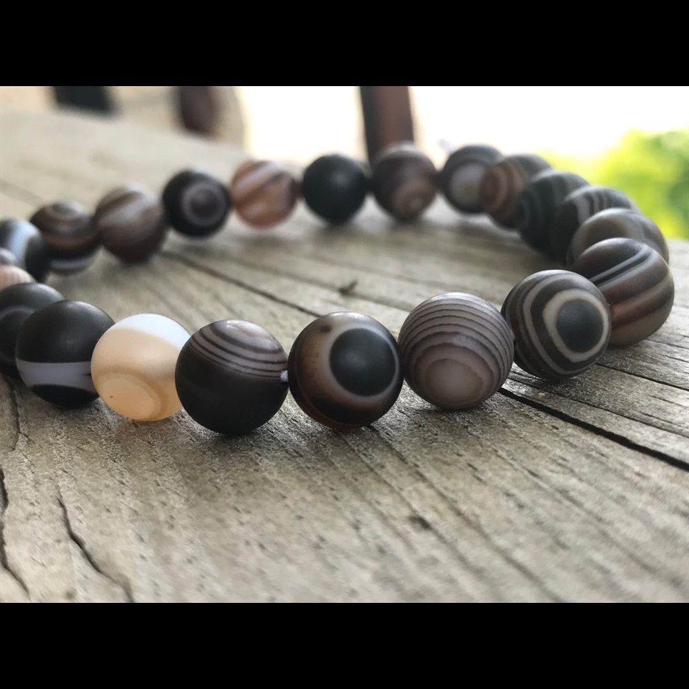 Striped Agate Beaded Bracelet 💜❤️